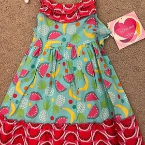 Youngland fruit Watermelon and Banana Print Kids Dress